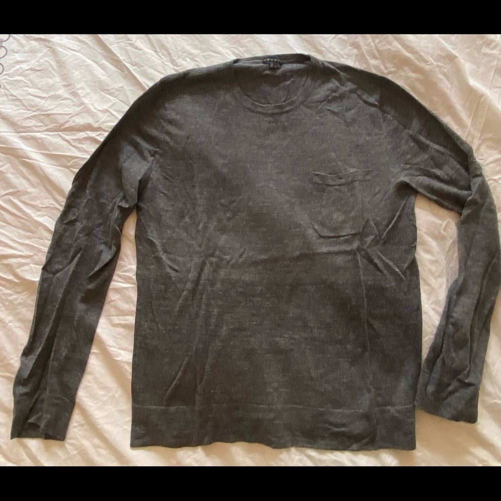 Theory Mens Grey Wool Sweater - Small